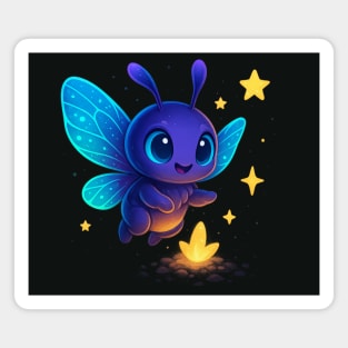 Cute Glowing Bug with Magic Sprout • Whimsical Fantasy Art Magnet